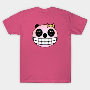 Girl Panda Face - Sherbert with Yellow Bow T-Shirt